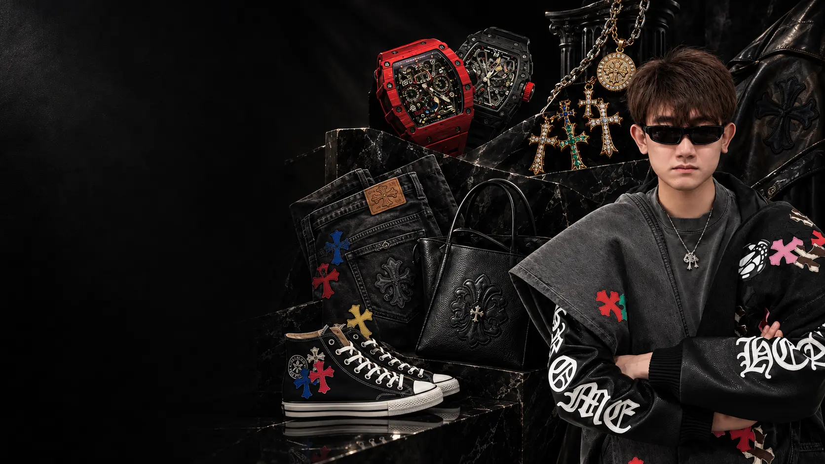 SAVAGE private showroom collection featuring watches, jewelry, sneakers and apparel