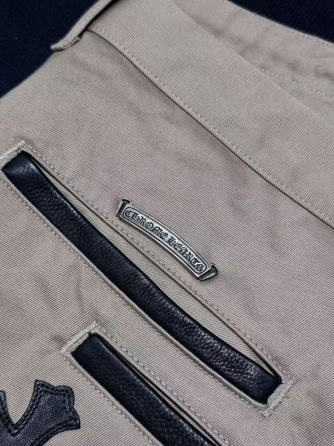 Chrome Hearts Black&Checkerboard Patch Chino Pants