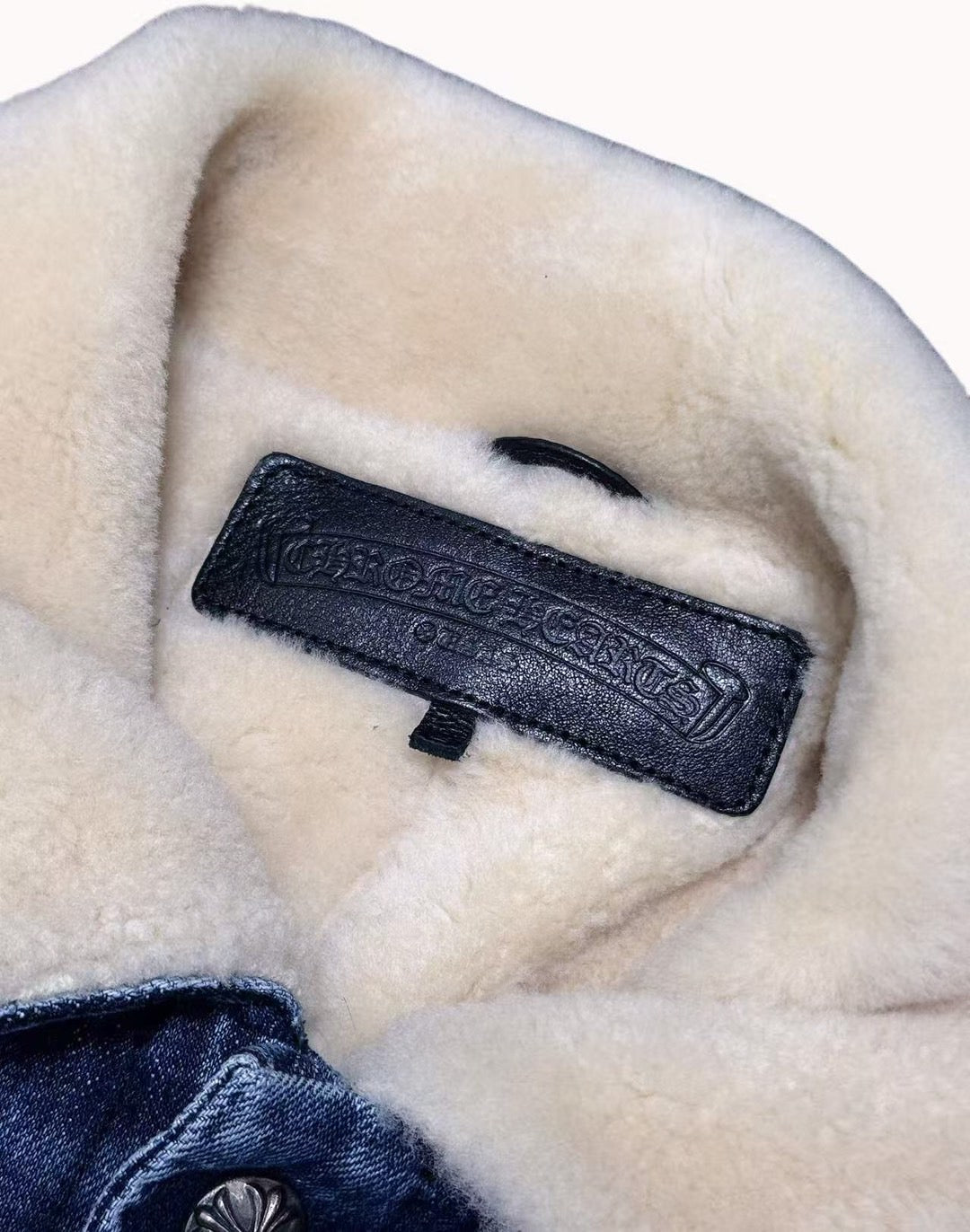 Chrome Hearts Denim Jacket with Shearling Collar-yf