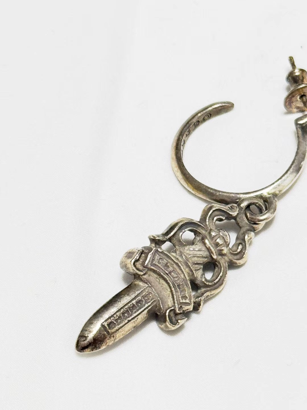 Chrome Hearts No5 DAGGER Hoop Earring Silver