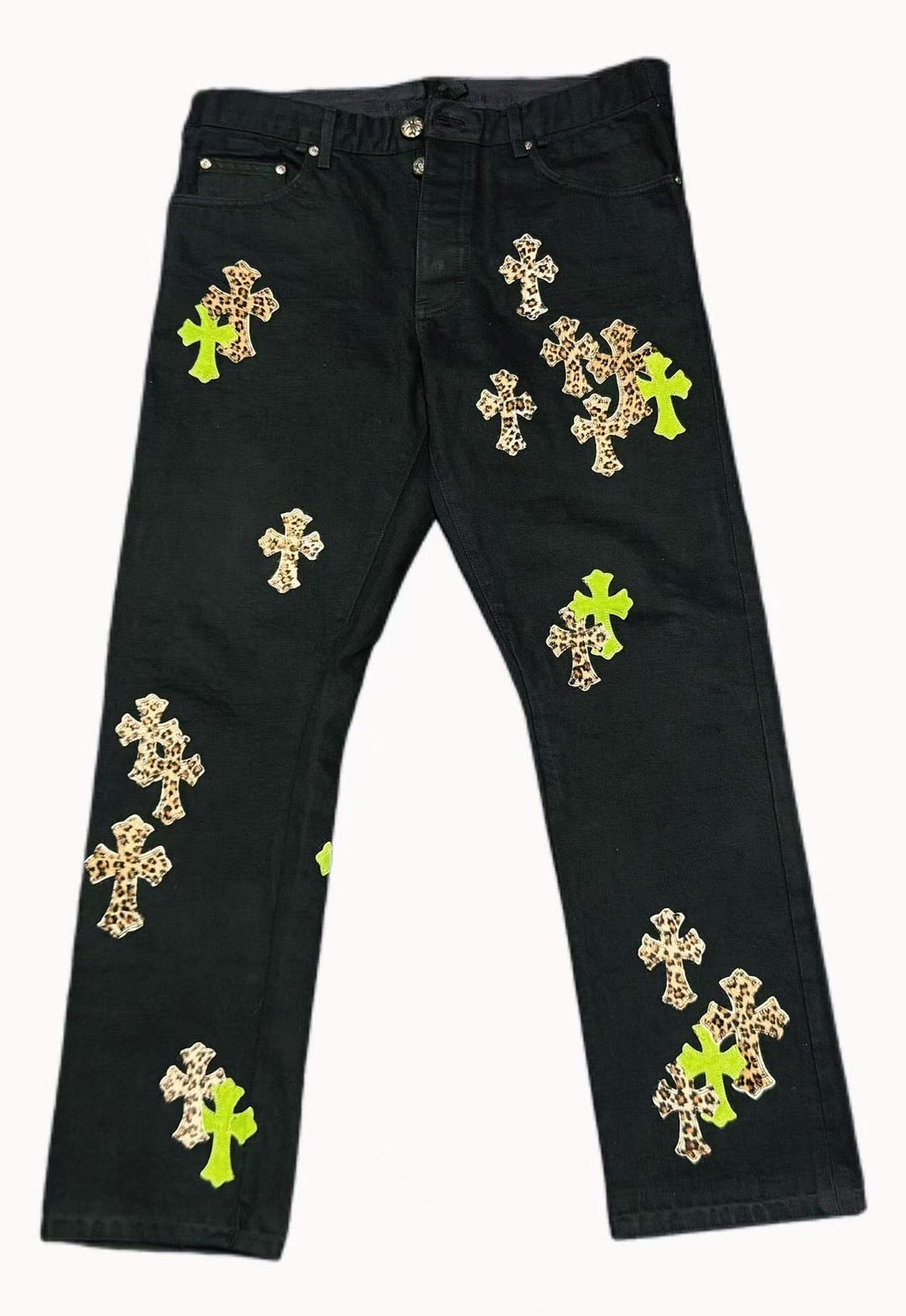 Chrome Hearts Jeans with cheetah Crosses