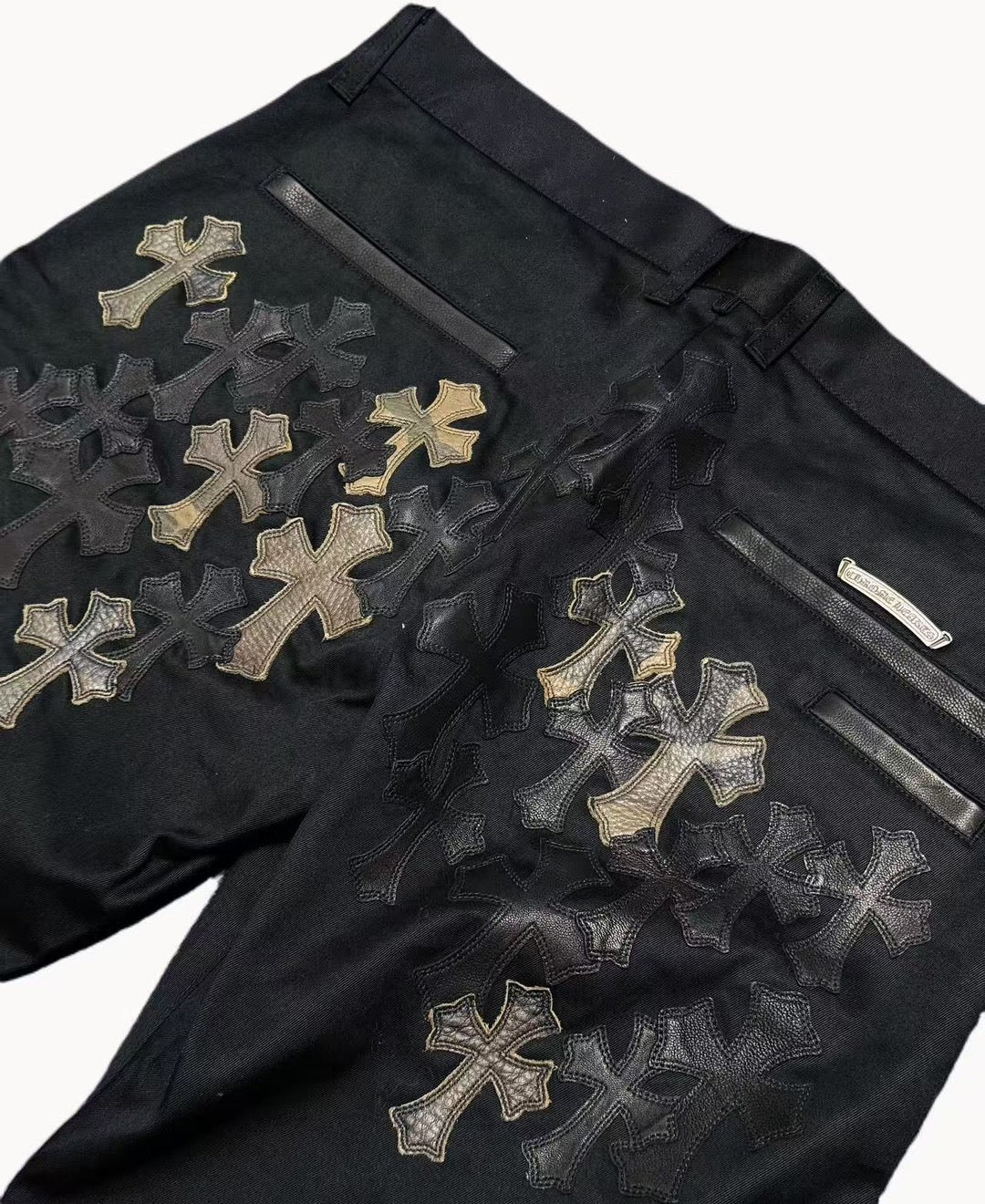 Chrome Hearts Camouflage Leather Cross Patch Carpenter Pants