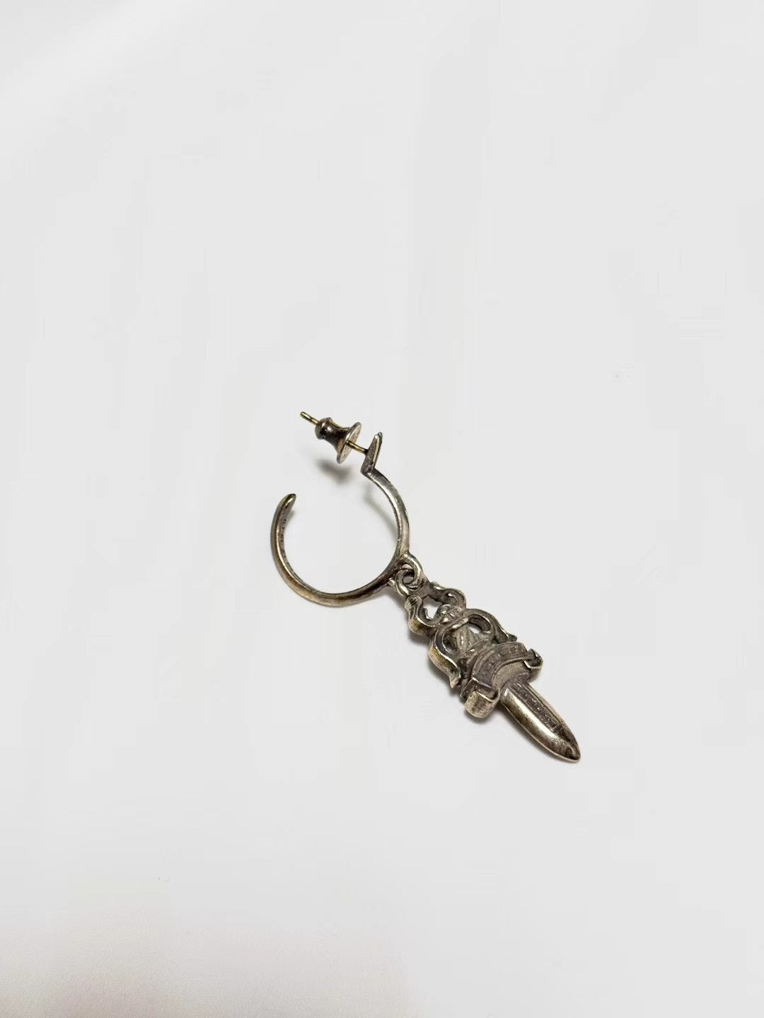 Chrome Hearts No5 DAGGER Hoop Earring Silver