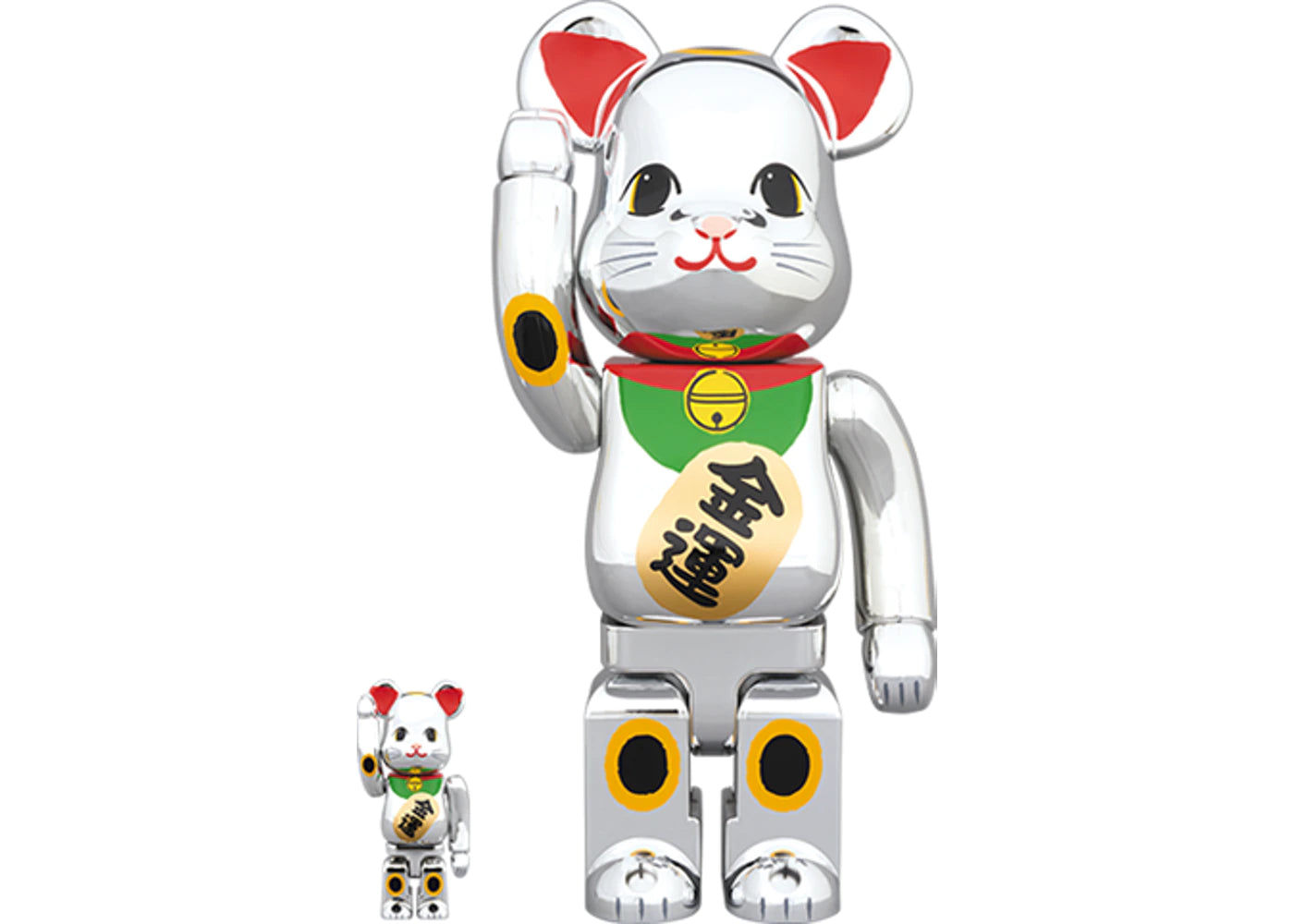 Bearbrick Beckoning Cat Silver Plated Fortune 100% & 400% Set