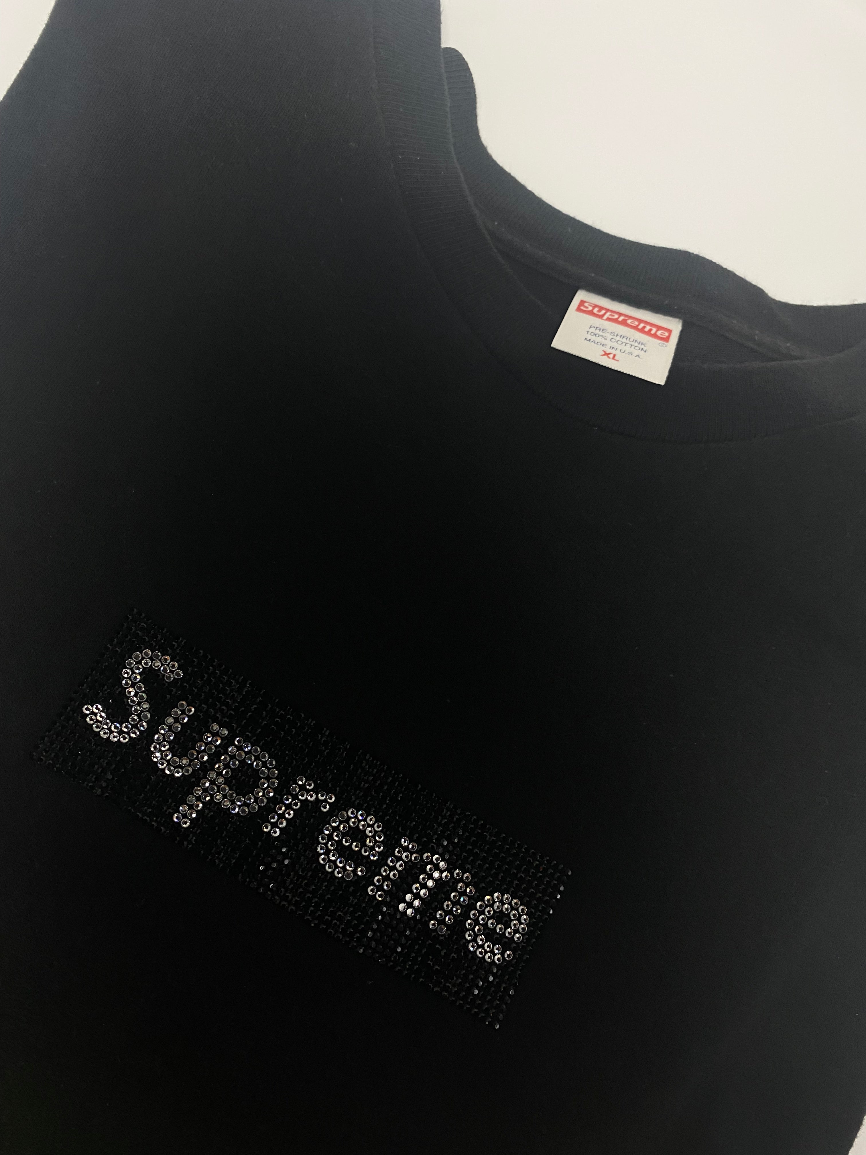 Supreme Swarovski Box Logo Tee Black (PRE-OWNED)