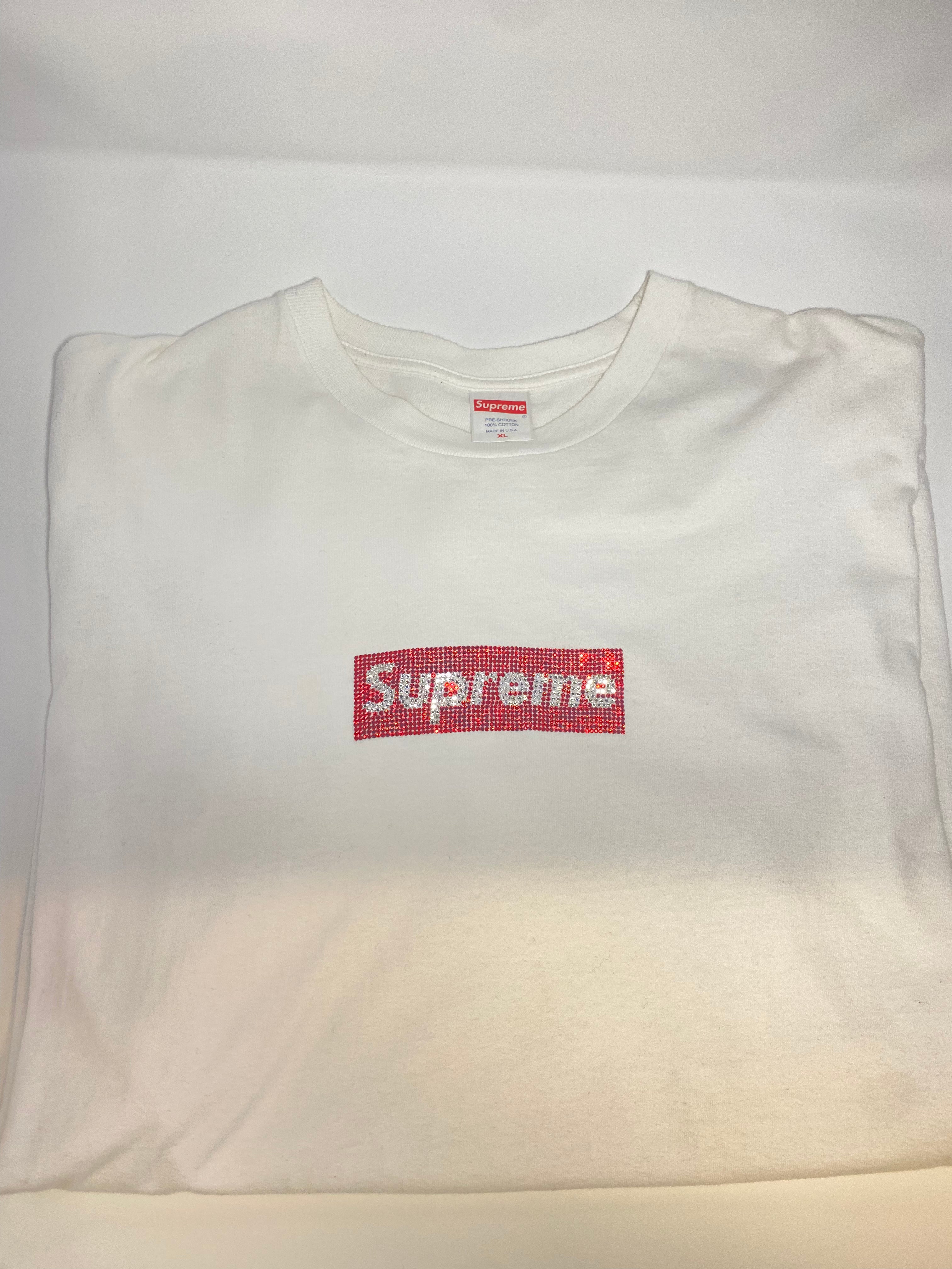 Supreme Swarovski Box Logo Tee WHITE (PRE-OWNED)