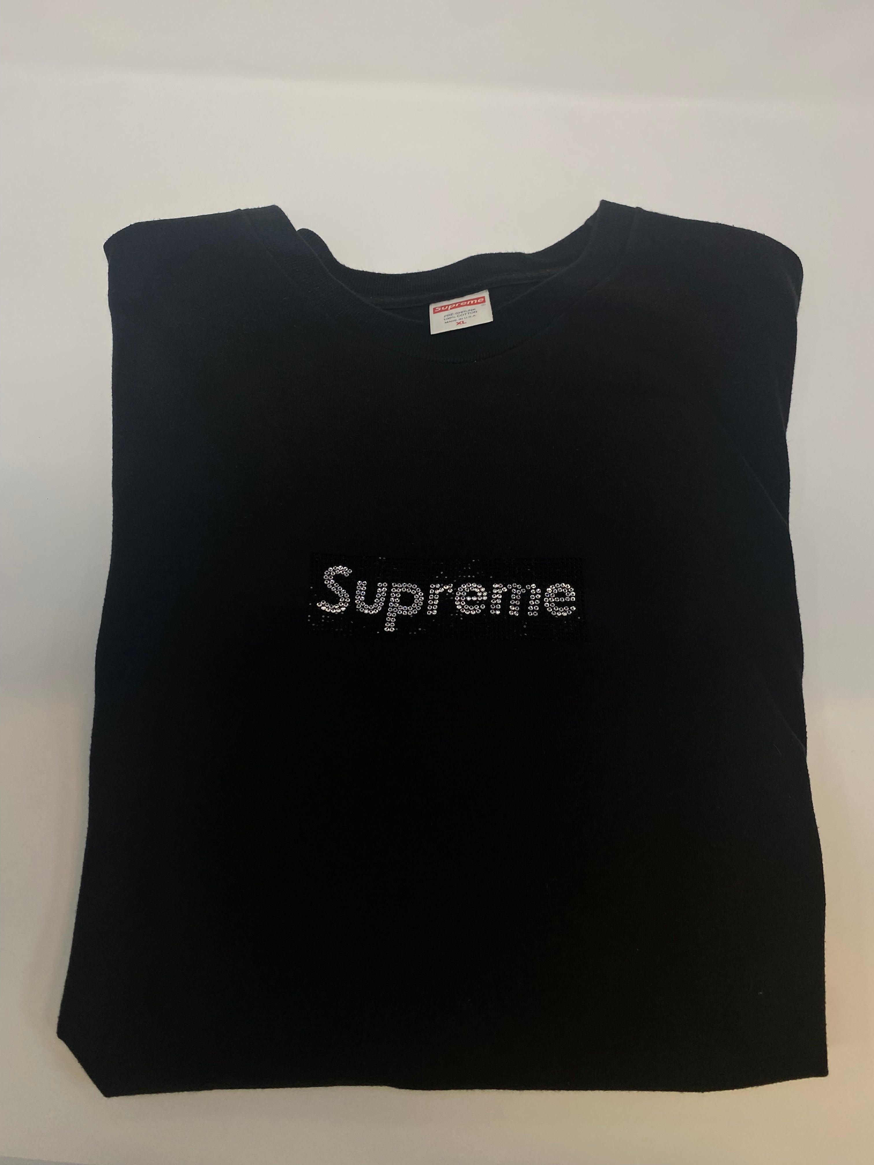 Supreme Swarovski Box Logo Tee Black (PRE-OWNED)