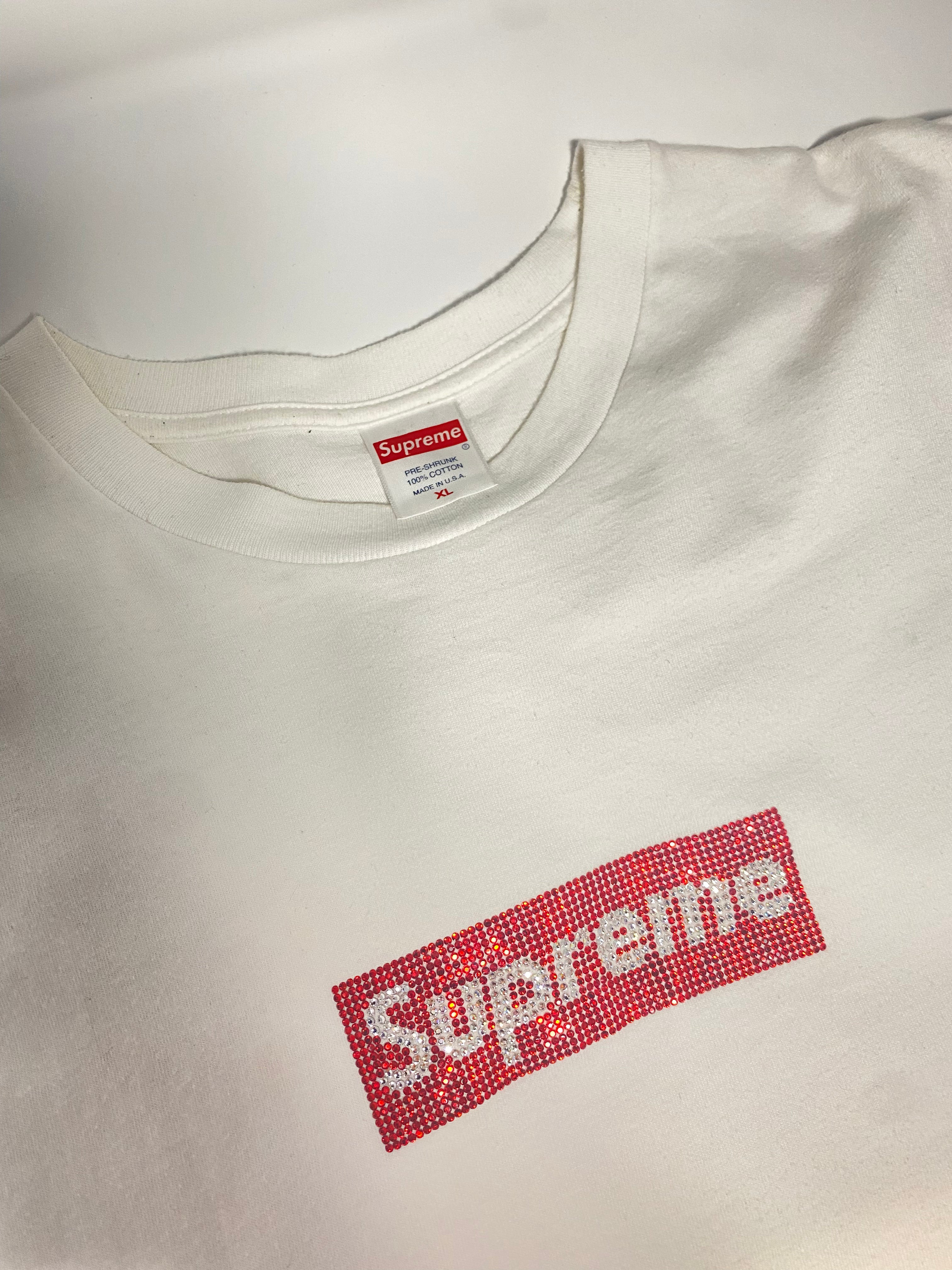 Supreme Swarovski Box Logo Tee WHITE (PRE-OWNED)