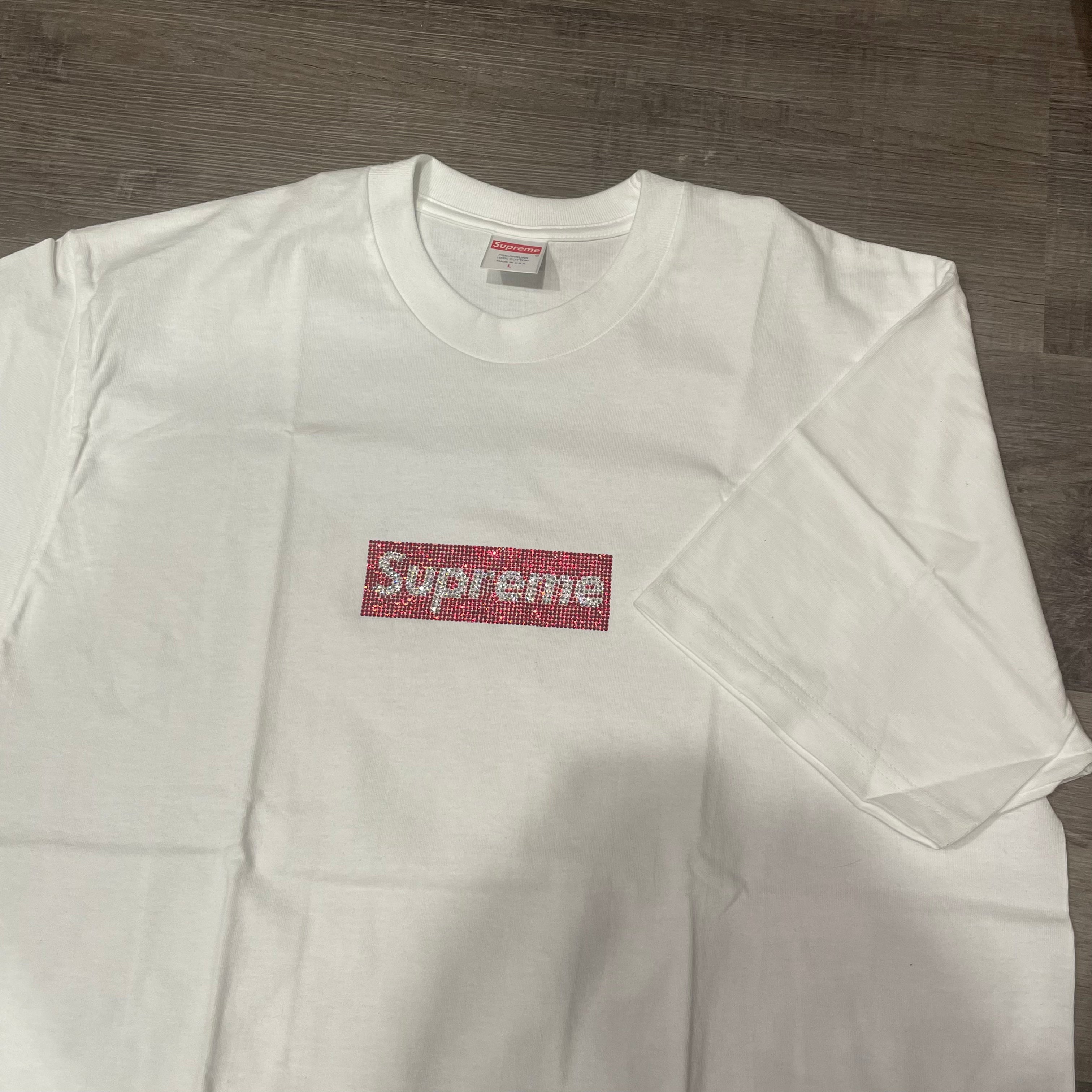 Supreme Swarovski Box Logo Tee White